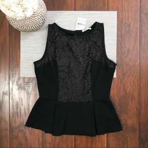 Soprano Black Sleeveless Peplum Top